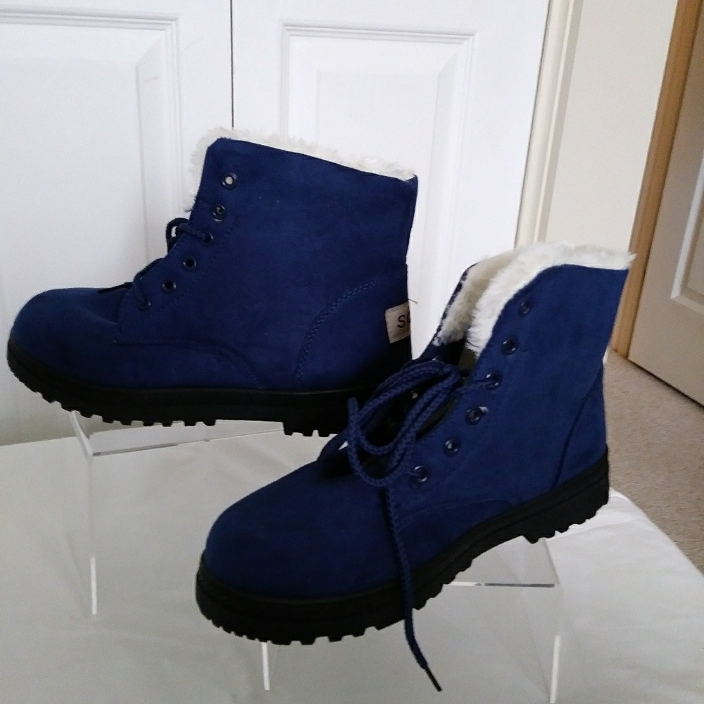 Royal Blue Faux Suede Boots